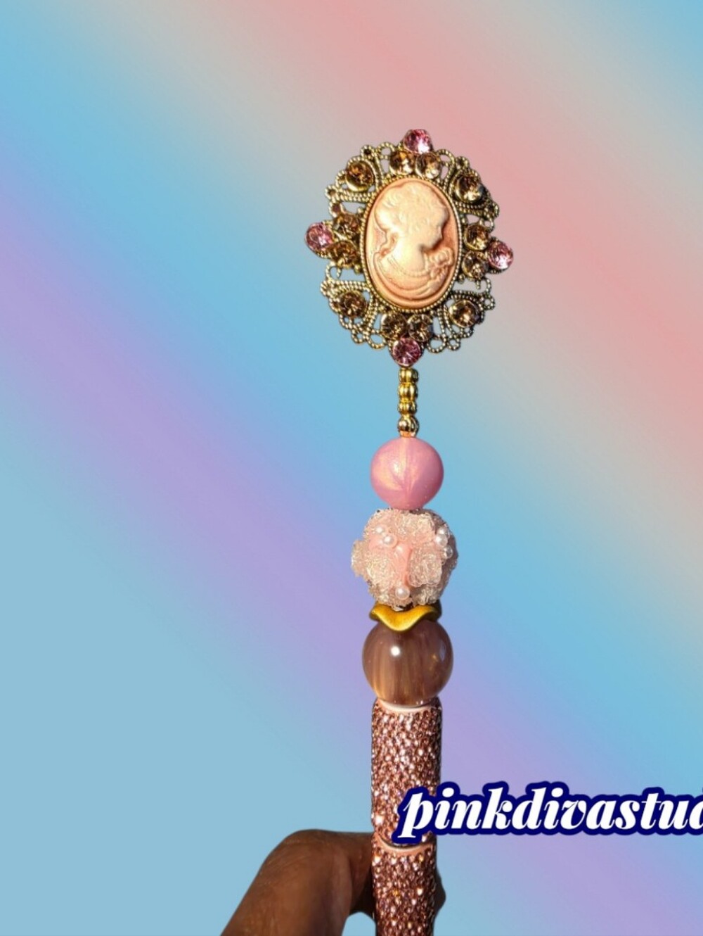 Custom Cameo Beaded Rhinestone Pen